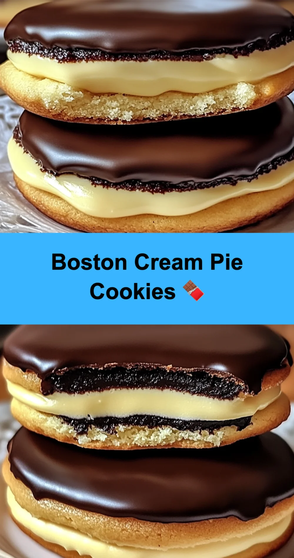 Boston Cream Pie Cookies 🍫