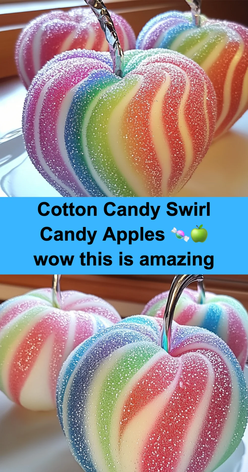 Cotton Candy Swirl Candy Apples 🍬🍏 wow this is amazing