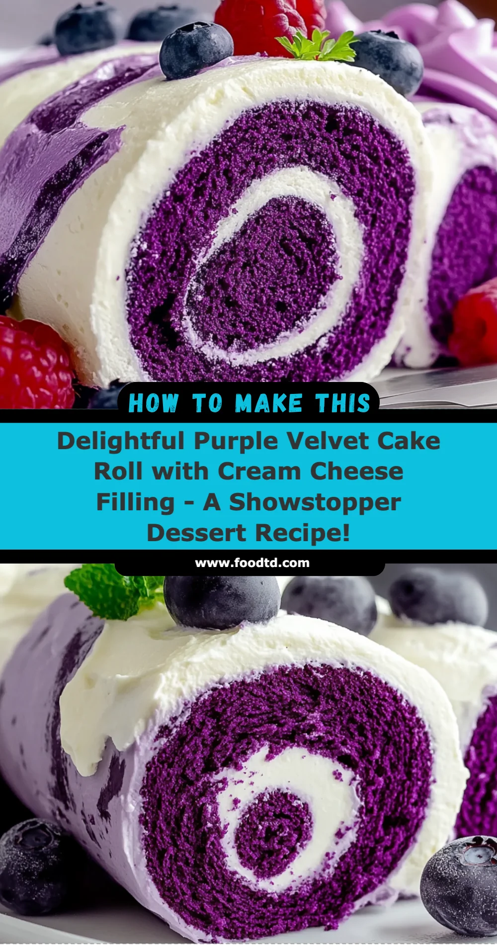 Delightful Purple Velvet Cake Roll with Cream Cheese Filling - A Showstopper Dessert Recipe!
