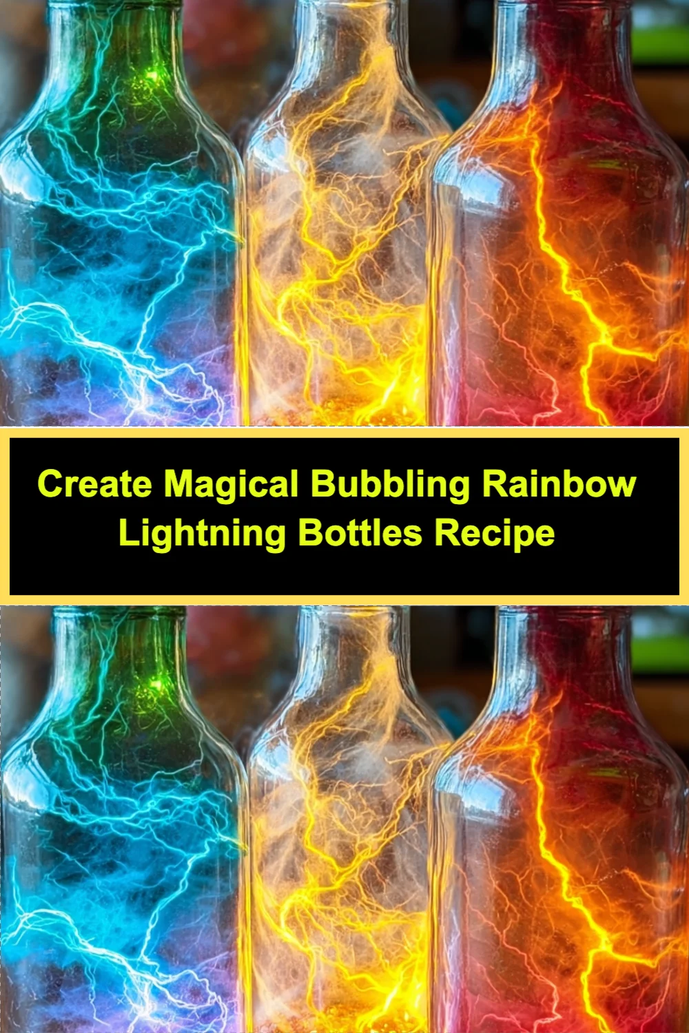 Create Magical Bubbling Rainbow Lightning Bottles for a Fun and Colorful Activity!
