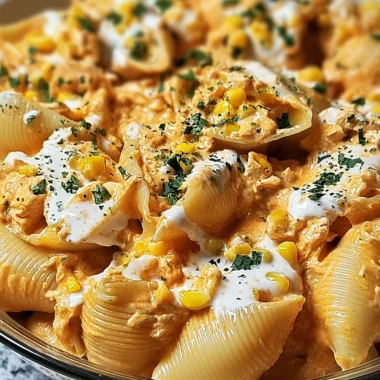 Creamy Buffalo Chicken Shells Recipe with Ranch and Corn