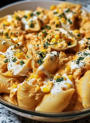 Creamy Buffalo Chicken Shells Recipe with Ranch and Corn