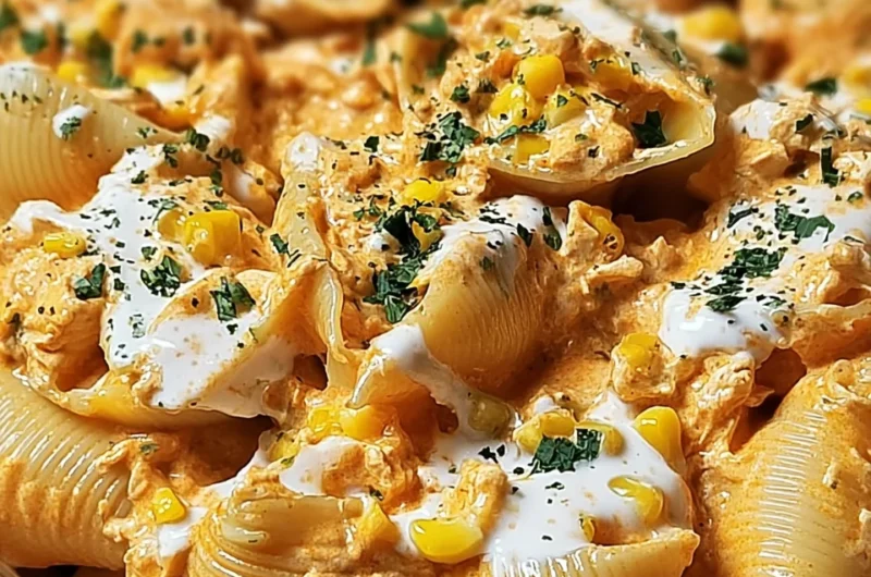 Creamy Buffalo Chicken Shells Recipe with Ranch and Corn
