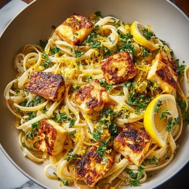 Crispy Halloumi Pasta with Lemon Zest Recipe
