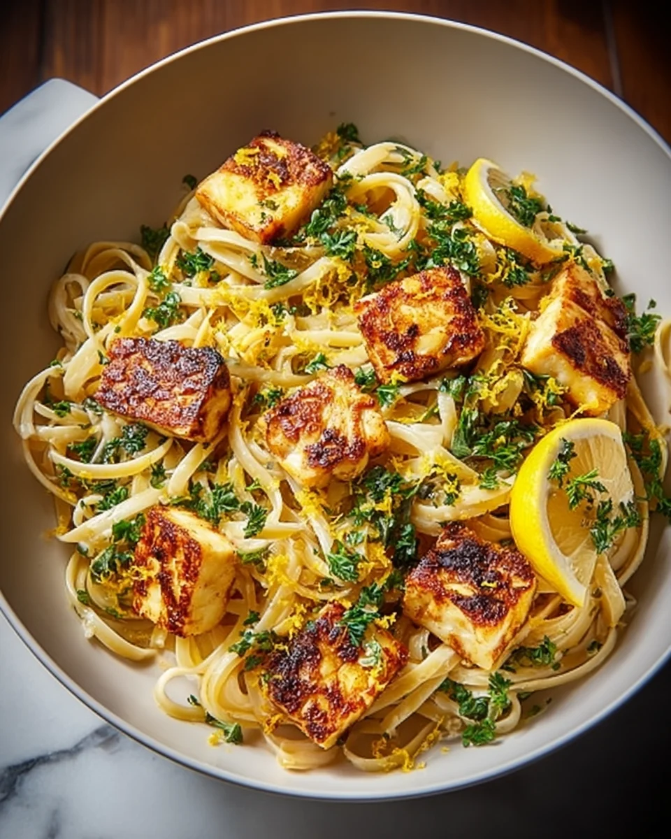Crispy Halloumi Pasta with Lemon Zest Recipe