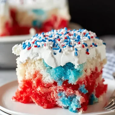 Delicious Red, White, & Blue Poke Cake Recipe