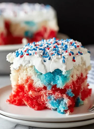 Delicious Red, White, & Blue Poke Cake Recipe