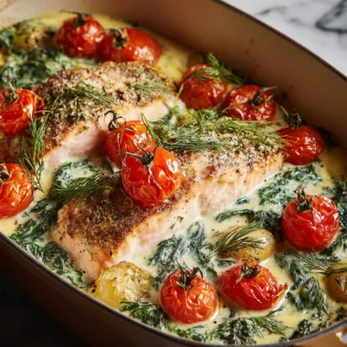Easy Creamy Boursin Salmon Bake Recipe