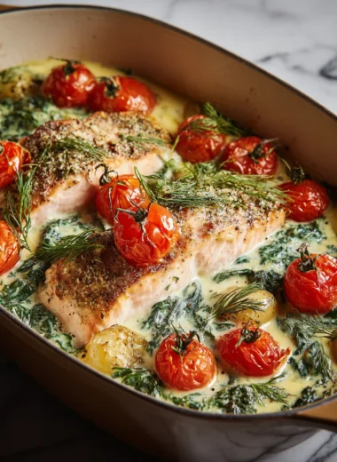 Easy Creamy Boursin Salmon Bake Recipe