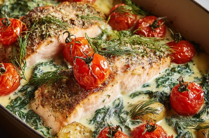 Easy Creamy Boursin Salmon Bake Recipe