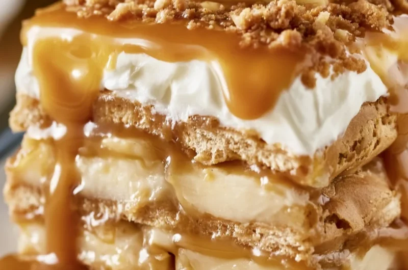 Deliciously Easy Caramel Apple Eclair Cake Recipe