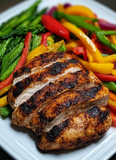 Grilled Chicken and Rainbow Peppers Power Plate Recipe