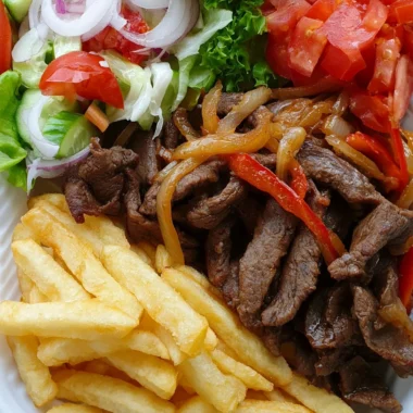 Ultimate Steak Fajita Plate Recipe with Fries and Fresh Salad