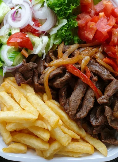 Ultimate Steak Fajita Plate Recipe with Fries and Fresh Salad