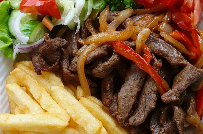 Ultimate Steak Fajita Plate Recipe with Fries and Fresh Salad