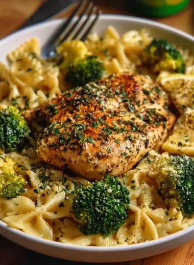Delicious Cowboy Butter Lemon Bowtie Chicken with Broccoli Recipe
