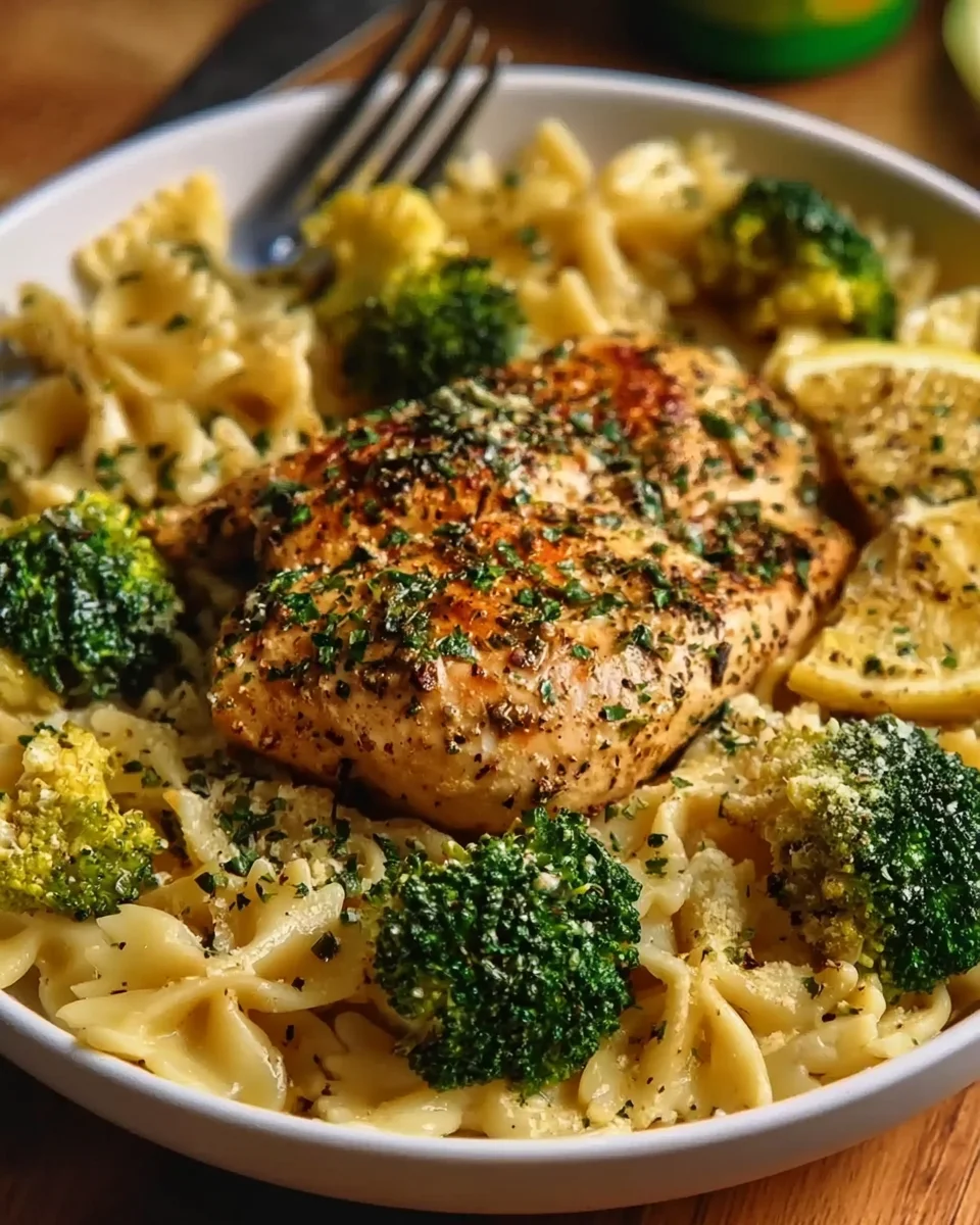 Delicious Cowboy Butter Lemon Bowtie Chicken with Broccoli Recipe