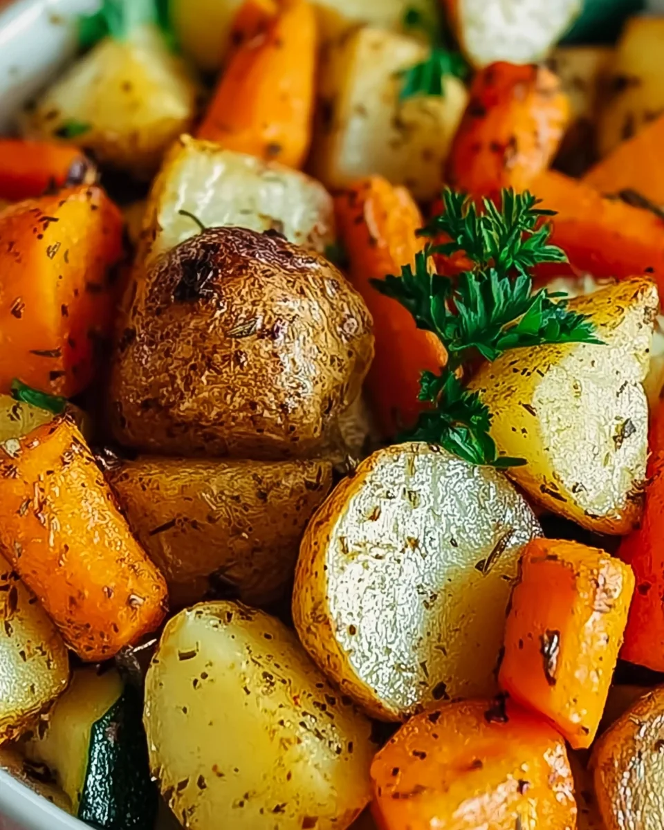 Garlic Herb Roasted Potatoes, Carrots, and Zucchini Recipe