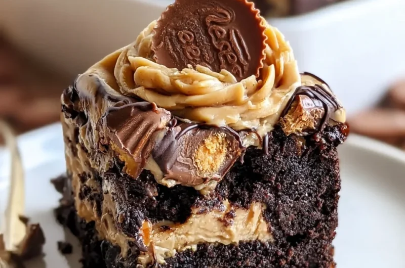 Indulgent Reese’s Chocolate Peanut Butter Cup Earthquake Cake Recipe