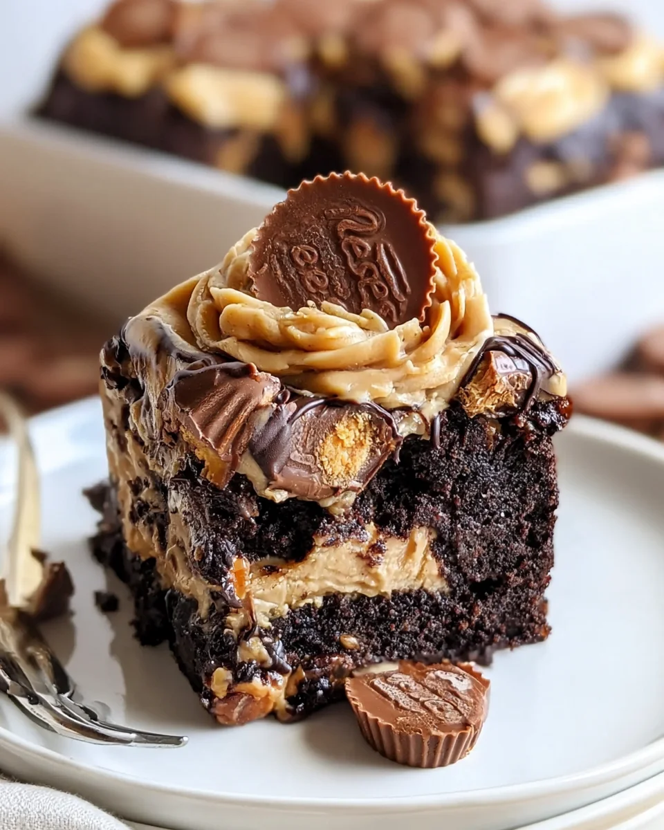 Indulgent Reese’s Chocolate Peanut Butter Cup Earthquake Cake Recipe