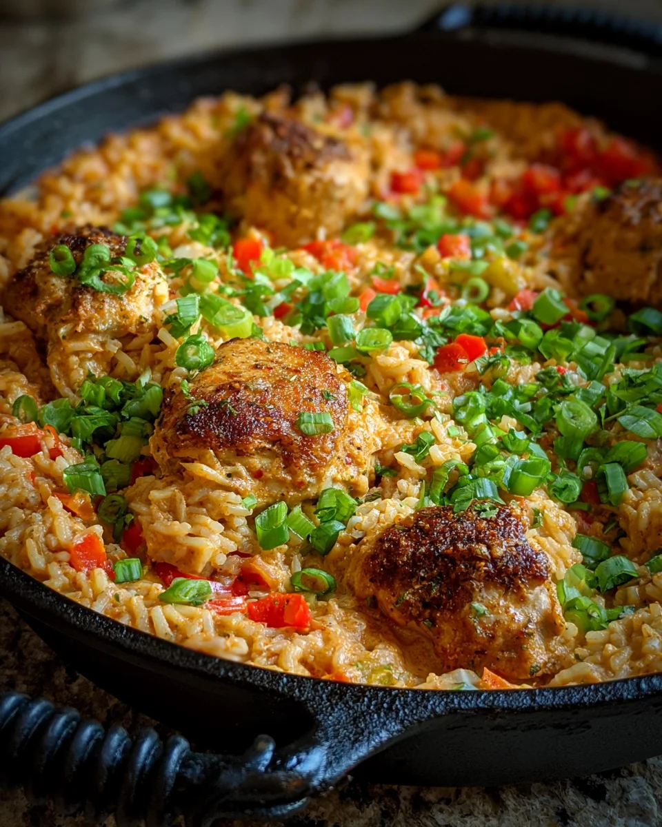 Spicy Creamy Cajun Parmesan Chicken Rice Skillet Recipe